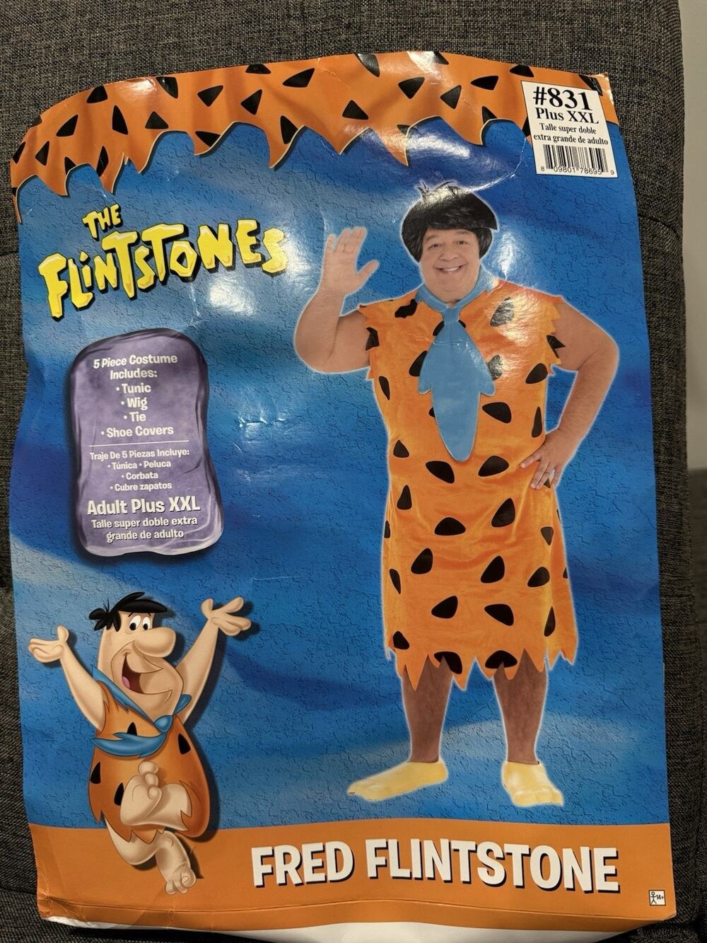 Flintstones Fred Flinstone Halloween Costume Adult Plus XXL 5 Piece Set Cosplay